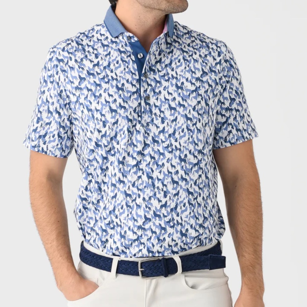 Greyson Clothiers In the Shadows Performance Wolf Short Sleeve Golf Polo Large